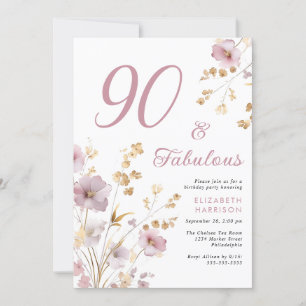 90:e Födelsedagsfest för elegant av Wildblommans v Inbjudningar