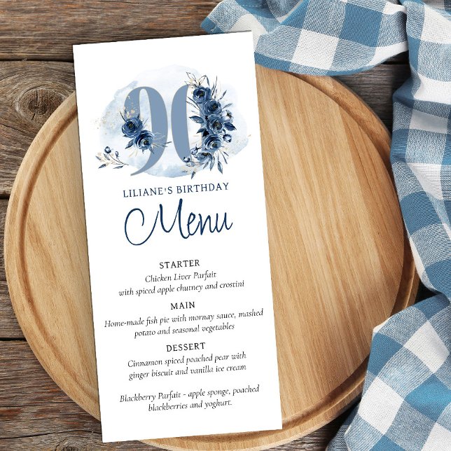 90:e Födelsedagsfest - fullständig redigerbar plat Meny (90th birthday party menu)