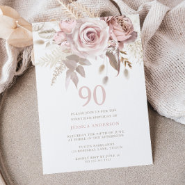 90:E FÖDELSEDAGSFEST i  ROSA ROS Inbjudningar