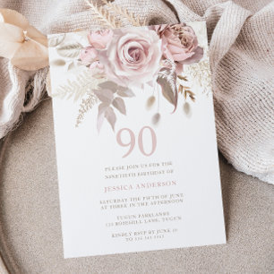 90:E FÖDELSEDAGSFEST i ROSA ROS Inbjudningar