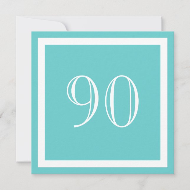 90:e Födelsedagsfest inbjudan - Aqua (Framsida)