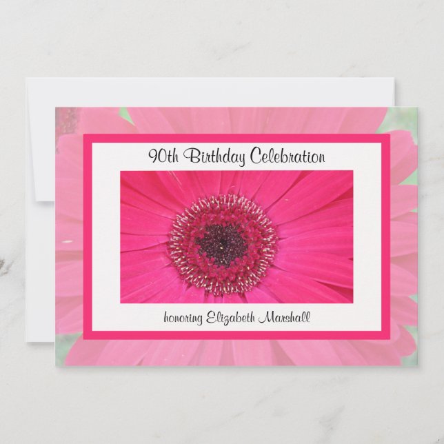 90:e Födelsedagsfest inbjudan Gerbera-Daisyn (Framsida)
