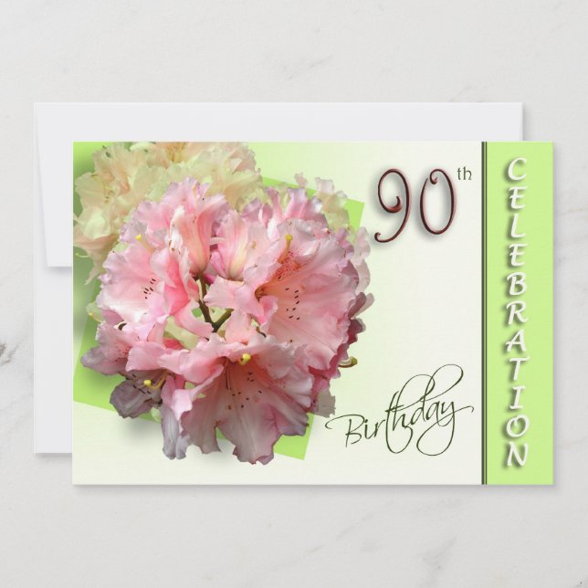 90:e födelsedagsfest inbjudan - Rhododendron (Framsida)