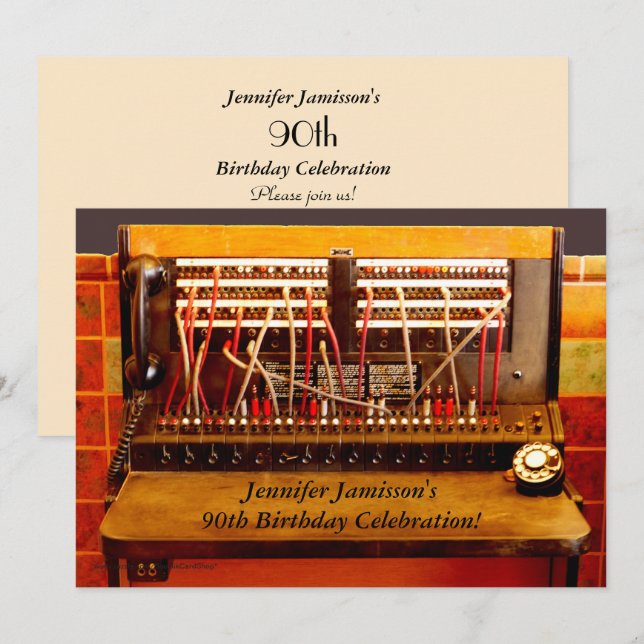 90:e Födelsedagsfest inbjudan Vintage-växel (Fram/baksida)