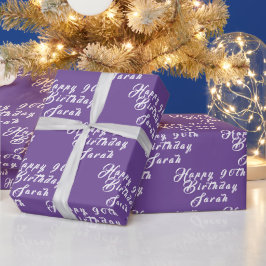 90:e Födelsedagsfest Namn Lila Mönster Presentpapper
