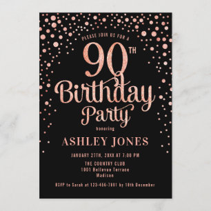 90:e Födelsedagsfest - Svarta havet och Ro Guld Inbjudningar
