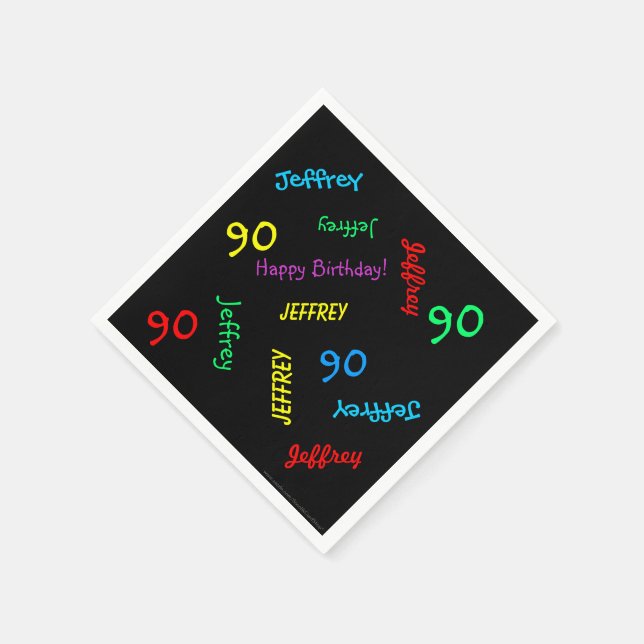 90:e Födelsedagsfest Upprepande Namn Black Papper Pappersservett (Hörn)