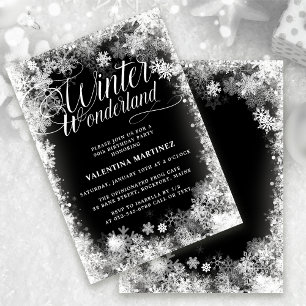 90:e Födelsedagsfest Vinter Wonderland Snowflake Inbjudningar