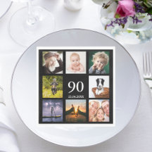 90:e födelsedagsfester, svarta fotokollage, manar
