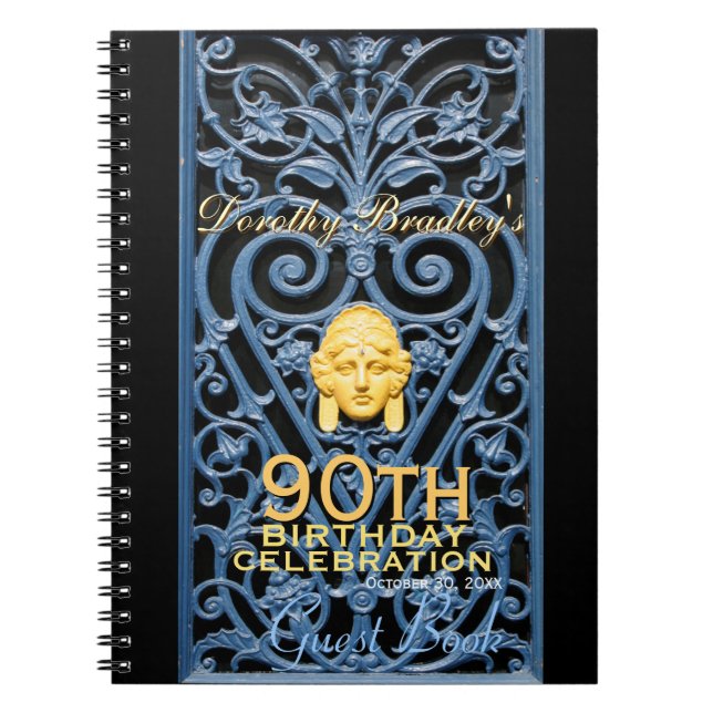 90:e födelsedagsfirandet Art Deco Anpassningsbar G Anteckningsbok (Framsidan)