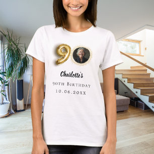90:e födelsedagsfoto guld t shirt