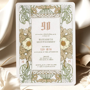 90:e födelsedagsinbjudan Art nouveau från Mucha Inbjudningar