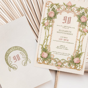 90:e födelsedagsinbjudan Art nouveau Inbjudningar
