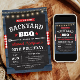 90:e födelsedagsinbjudan till Backyard Barbecue Inbjudningar