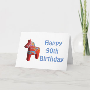 90:e födelsedagskort Dala Horse Card Kort