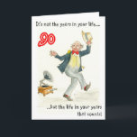 90:e födelsedagskort för en man kort<br><div class="desc">Ett 90:e födelsedagskort för en man med en penna och tvättar utformningen av en man som dansar till musik från en grammofon. Citatet kommer från Abraham Lincoln. Se även matcha mugg.</div>