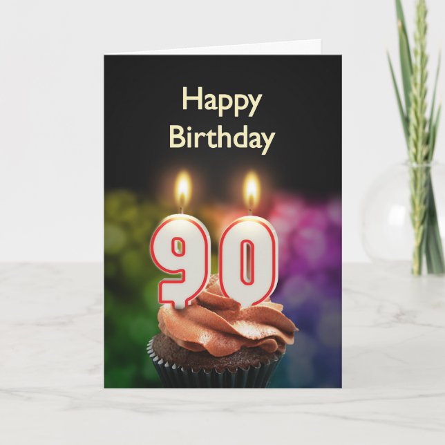 90:e födelsedagskort med ljus kort (Framsida)