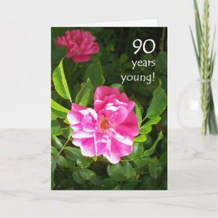 90:e födelsedagskort - Rosa ros Kort