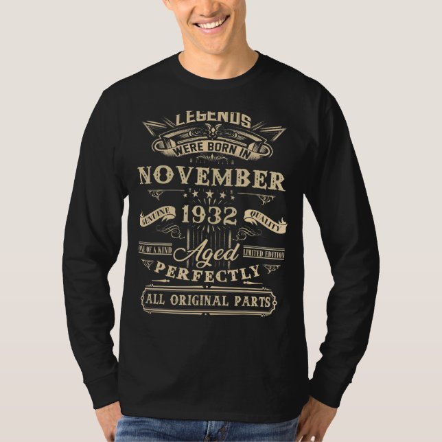 90:e födelsedagsledenheter födda i november 1932 9 t shirt (Framsida)