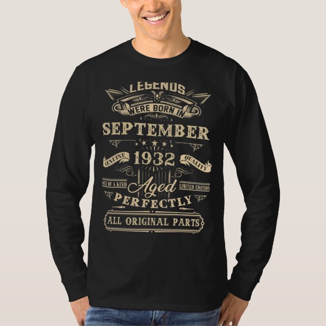 90:e födelsedagsledenheter födda i september 1932  t shirt (Framsida)