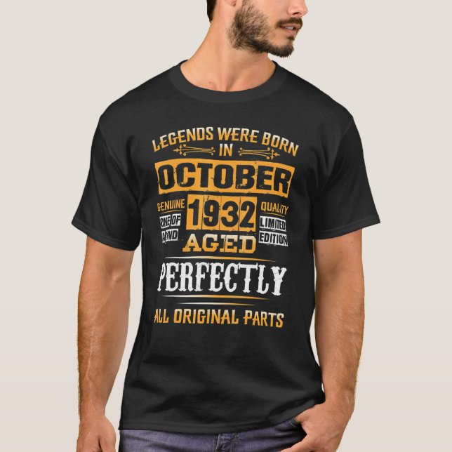 90:e födelsedagsleder, födda i oktober 1932 90 år t shirt (Framsida)