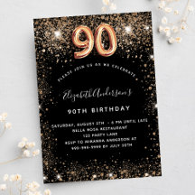90:e födelsedagsljux för svart guld glitter-gnisto