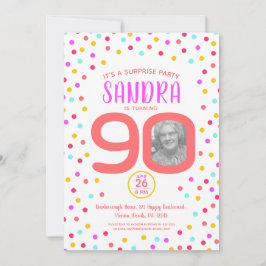 90:e födelsedagspresent anpassningsbar foto levand inbjudningar