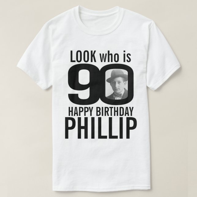 90:e födelsedagspresent, se 90-anpassningsbars fot t shirt (Design framsida)