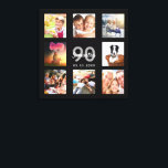 90:e födelsedagspressning, svart fotokollage monog canvastryck<br><div class="desc">En unik 90:e födelsedagspresent eller keepsaké, som firar sitt liv med en kollage av 8 av dina foton. Lägg till bilder från hennes familj, vänner, sällskapsdjur, hobbieser eller drömresmål. Anpassa och lägg till namn, 90 år och ett datum. Grått och vit färgad brev. Chicens svarta bakgrund. Den här arbetsytan finns...</div>