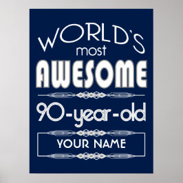 90:e födelsedvärlden Bästa möjliga Mörk blått Poster
