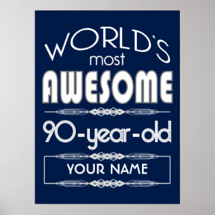 90:e födelsedvärlden Bästa möjliga Mörk blått Poster