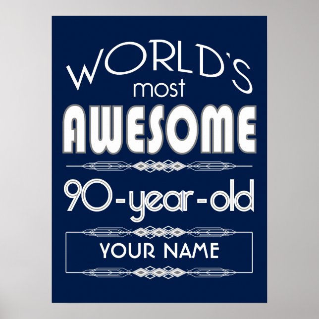 90:e födelsedvärlden Bästa möjliga Mörk blått Poster (Framsidan)