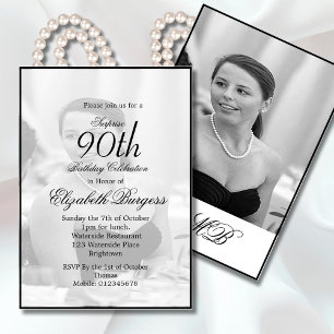 90:e födelsemedagens Elegant Monogram födelsedag Inbjudningar