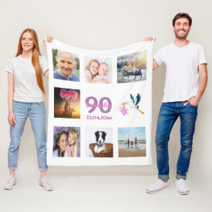 90:e fotokollage, vitt fleecefilt