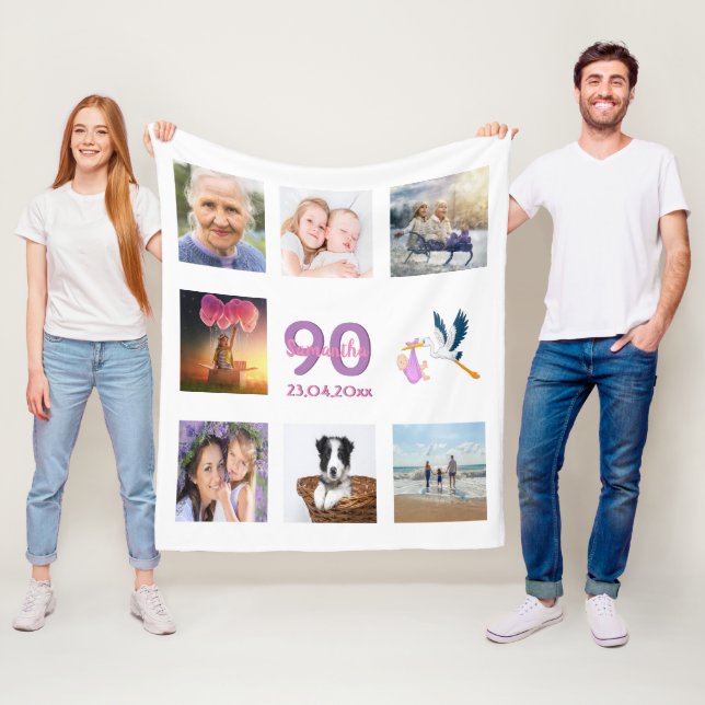 90:e fotokollage, vitt fleecefilt (På plats)
