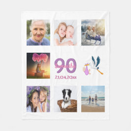 90:e fotokollage, vitt fleecefilt