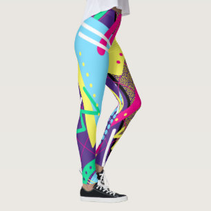 90:e Geometriet Mönster, 90:e Retro Färg Leggings