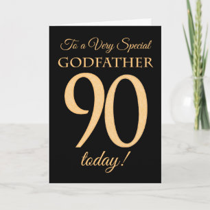 90:e Guld-effekt på Black, för Godfather Birthday Kort