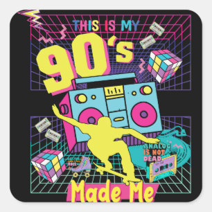 90:e Hip hop Vibes Retro gjorde mig Fyrkantigt Klistermärke