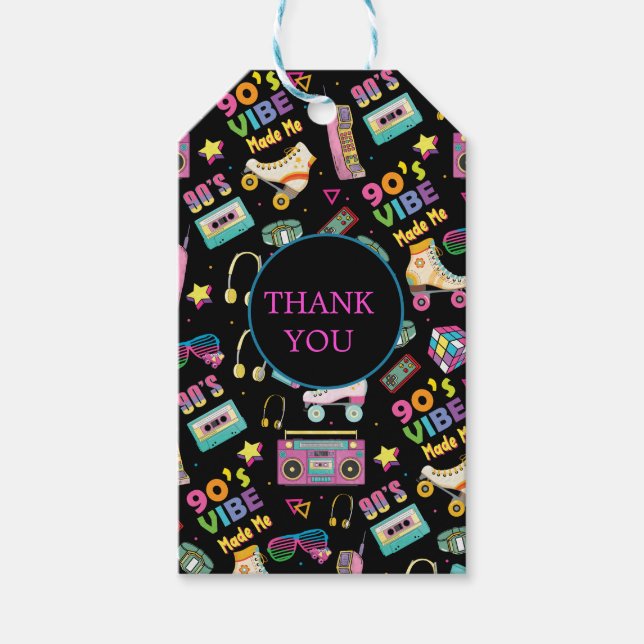 90:e Hip hop Vibes Retro gjorde mig Mönster Presentetikett (Framsidan)