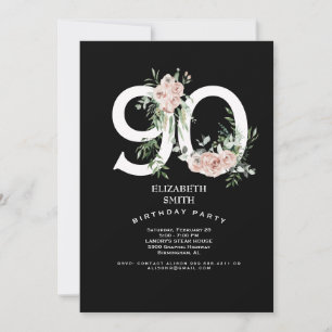 90:e inbjudan till Svartvitt Elegant Rosa ros