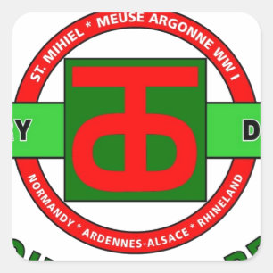 90:E INFANTRÄDESDELNING "TUFF ’OMBRES’ DIVISION FYRKANTIGT KLISTERMÄRKE