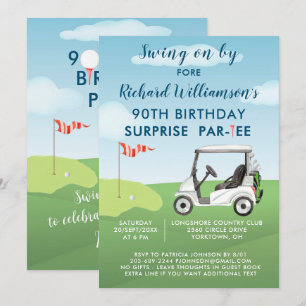 90:e Manar för överraskande Födelsedagsfest Golf Inbjudningar