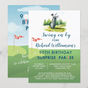 90:e Manar för överraskande Födelsedagsfest Golf Inbjudningar