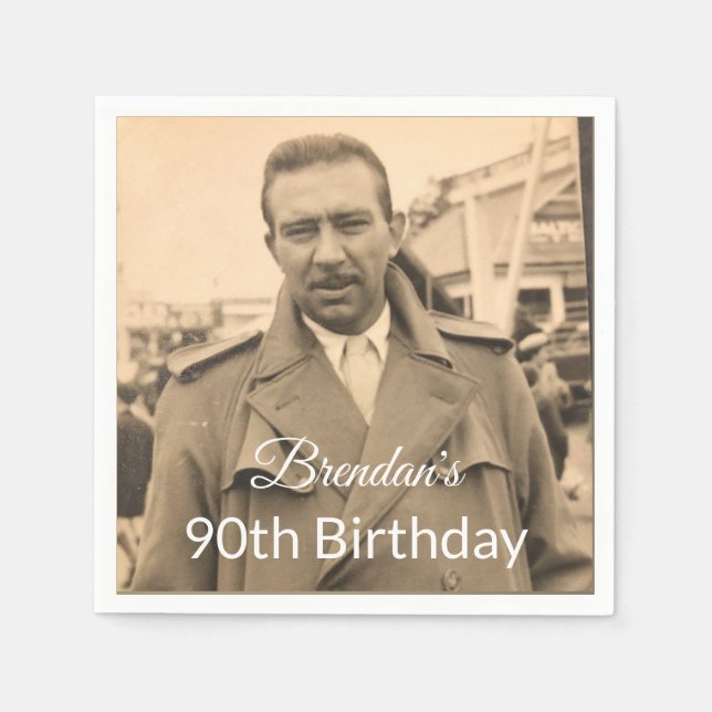 90:e manlig fotofödelsedag pappersservett (Framsidan)