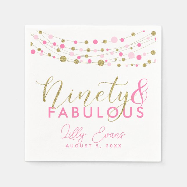 90:e party papper napkin-dekoration, glitter-teal pappersservett (Framsidan)