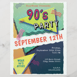 90:e PARTY Theme Mönster Flyer