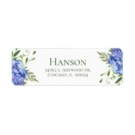90:e Returadressen för Blått Hydrangeas Returadress Etikett