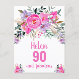 90:e rosa - blommigt för vattenfärgen vykort