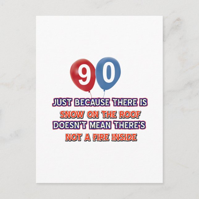 90:e snö på tak-födelsedagskalender vykort (Framsida)